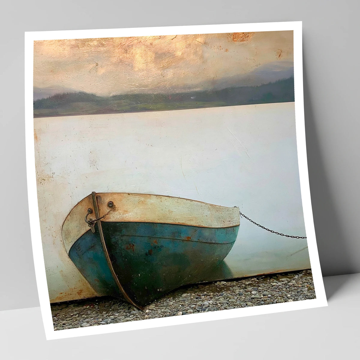 Grounded Boat on Misty Windermere lake district lake art print