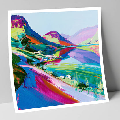 Vibrant Fells Across the Lake lake district lake art print