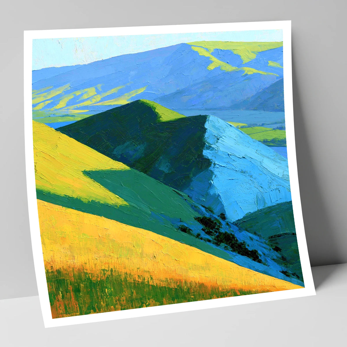 Vibrant Sunlit Fells and Deep Blue Shadows lake district sky art print
