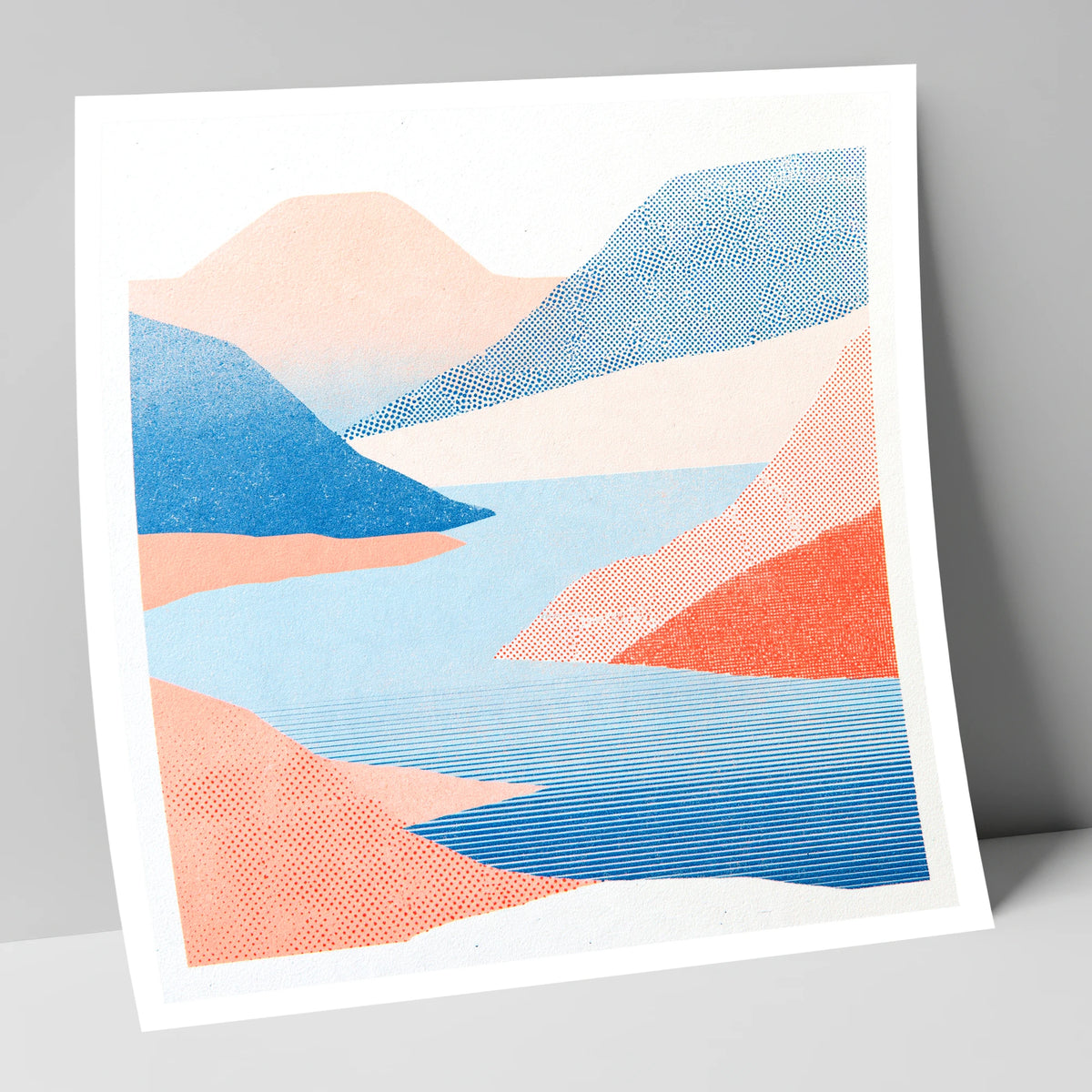 Graphic Lake And Coral Fells lake district lake art print