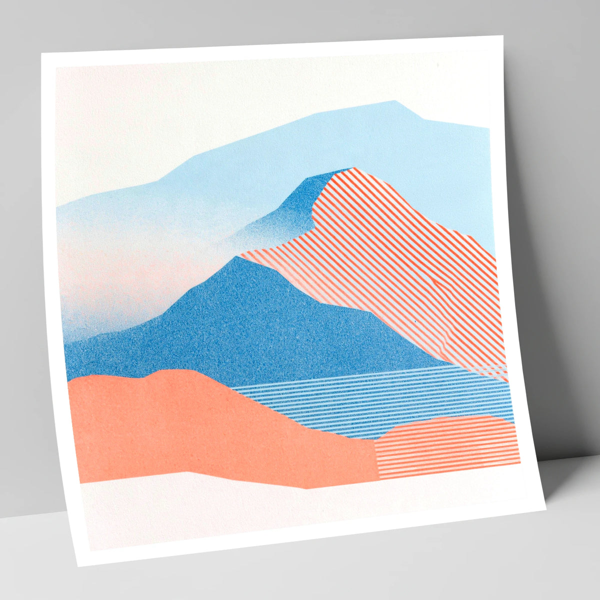 Graphic Coral Mountain Ridge lake district fell art print