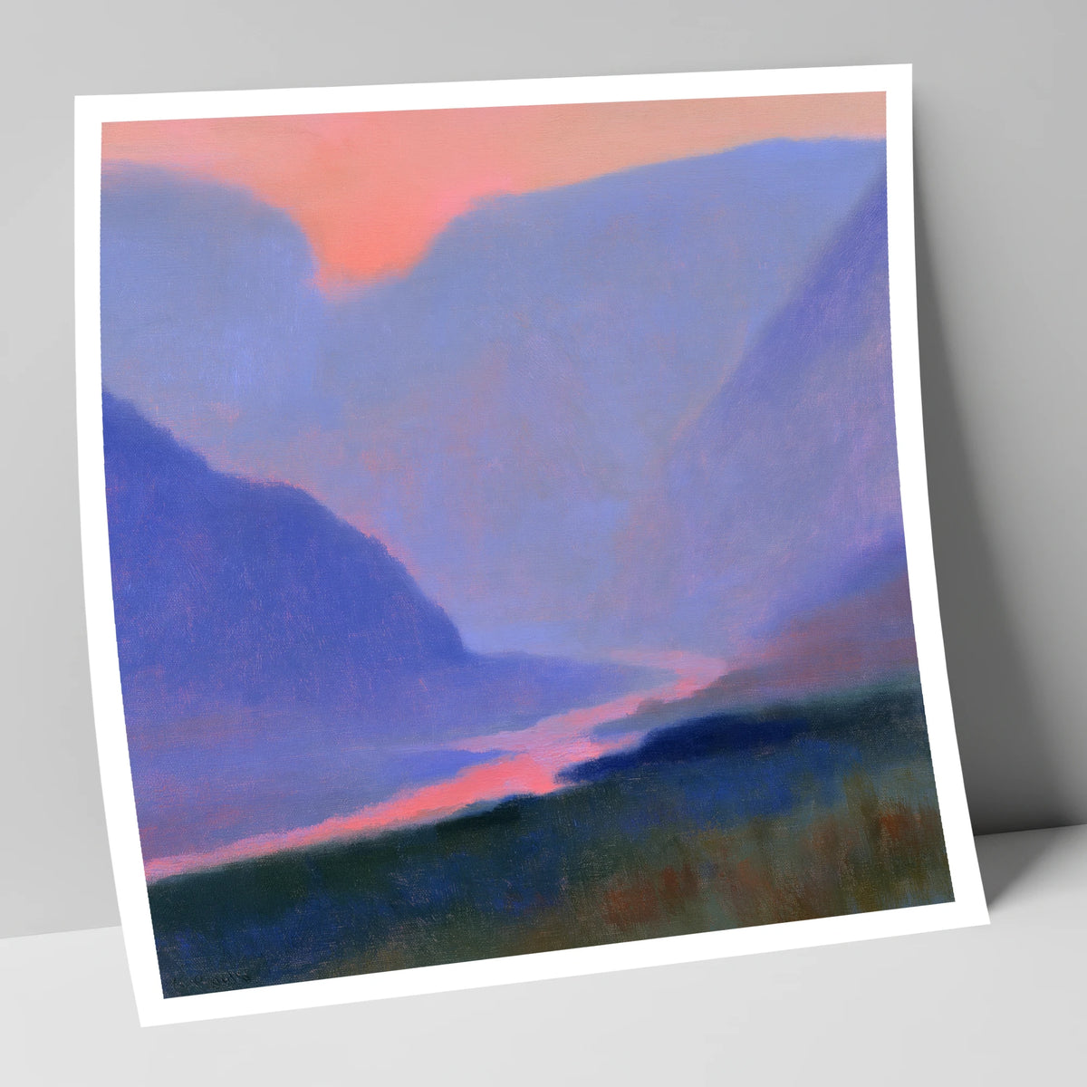 Twilight River Through Indigo Fells lake district waterfall art print