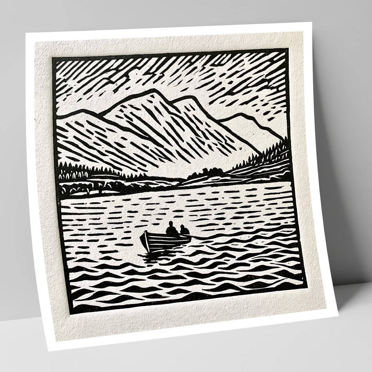 Coniston Water in Bold Monochrome lake district lake art print