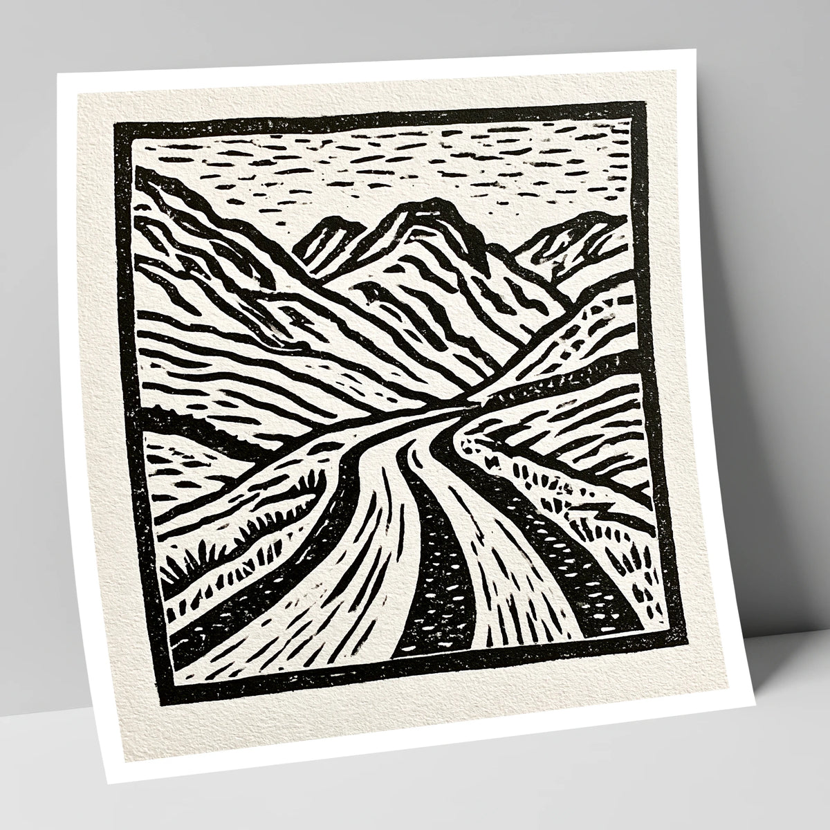 Hardknott Pass in Stark Monochrome lake district valley art print