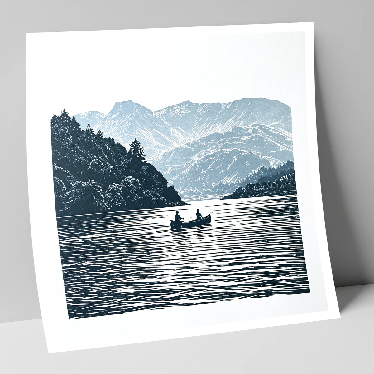 Windermere Canoe In Deep Blue lake district lake art print