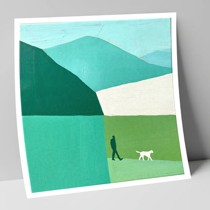 Braithwaite Dog Walker in Teal gifts for dog walkers art print