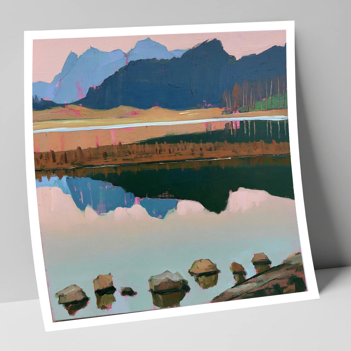 Blea Tarn with Pink Reflections lake district fell art print