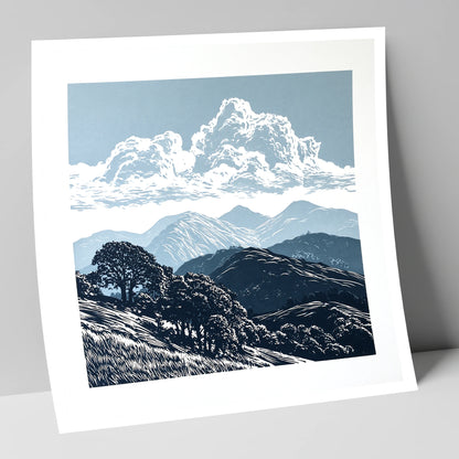 Rolling Fells Beneath Towering Clouds lake district fell art print