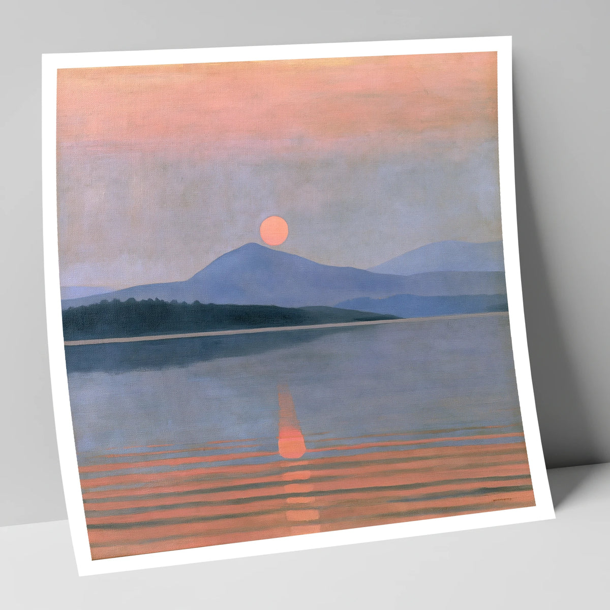 Peach Sunset Over the Water lake district lake art print