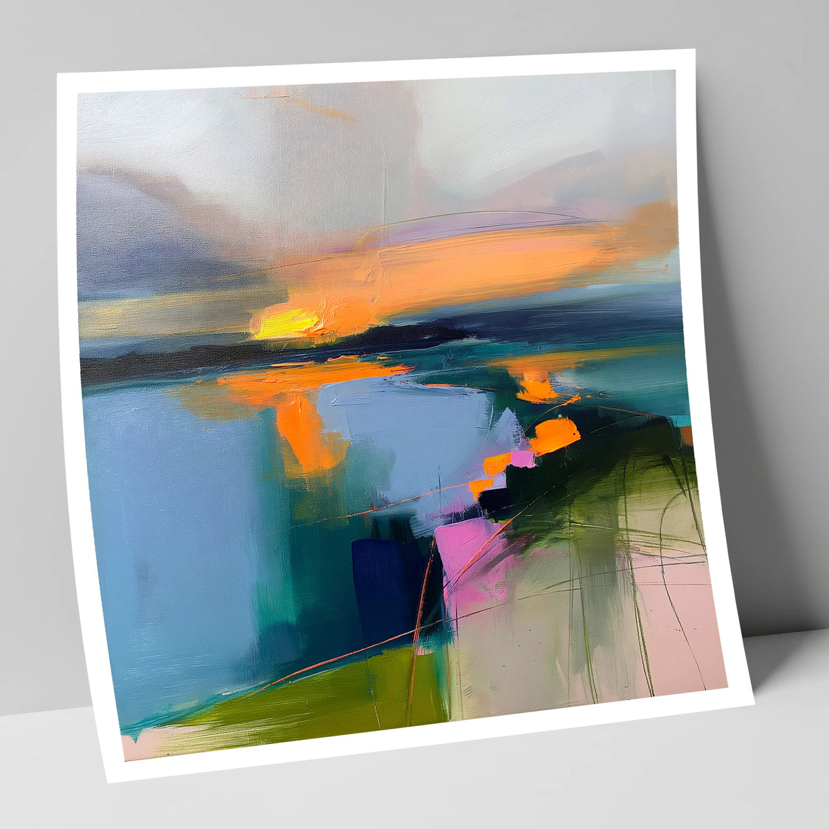 Abstract Sunset Over Lake Water lake district lake art print