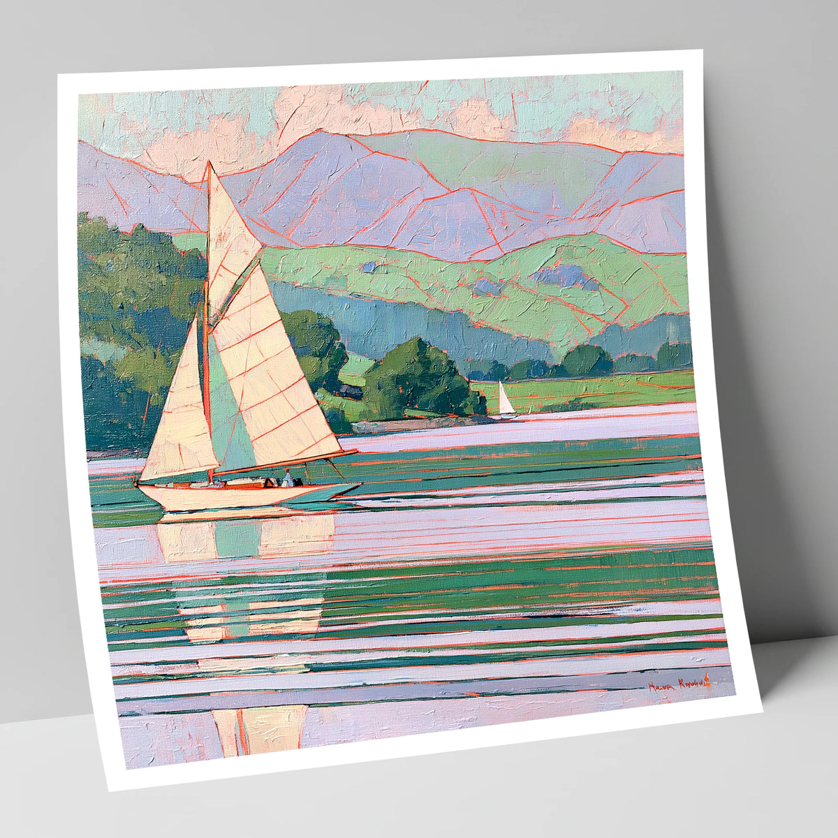 Breezy Sailing on Pastel Waters lake district walking art print
