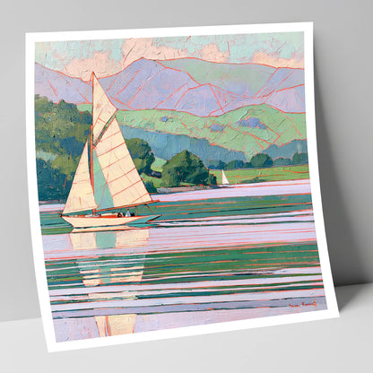 Breezy Sailing on Pastel Waters lake district walking art print