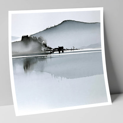 Monochrome Calm Lake Reflections lake district lake art print