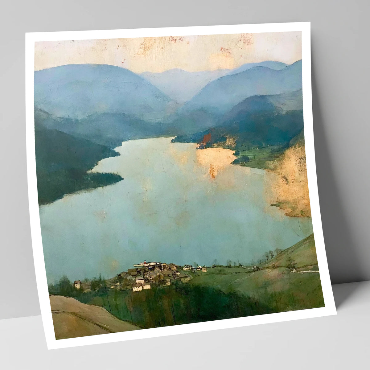 Glenridding and Ullswater in Gold lake district village art print