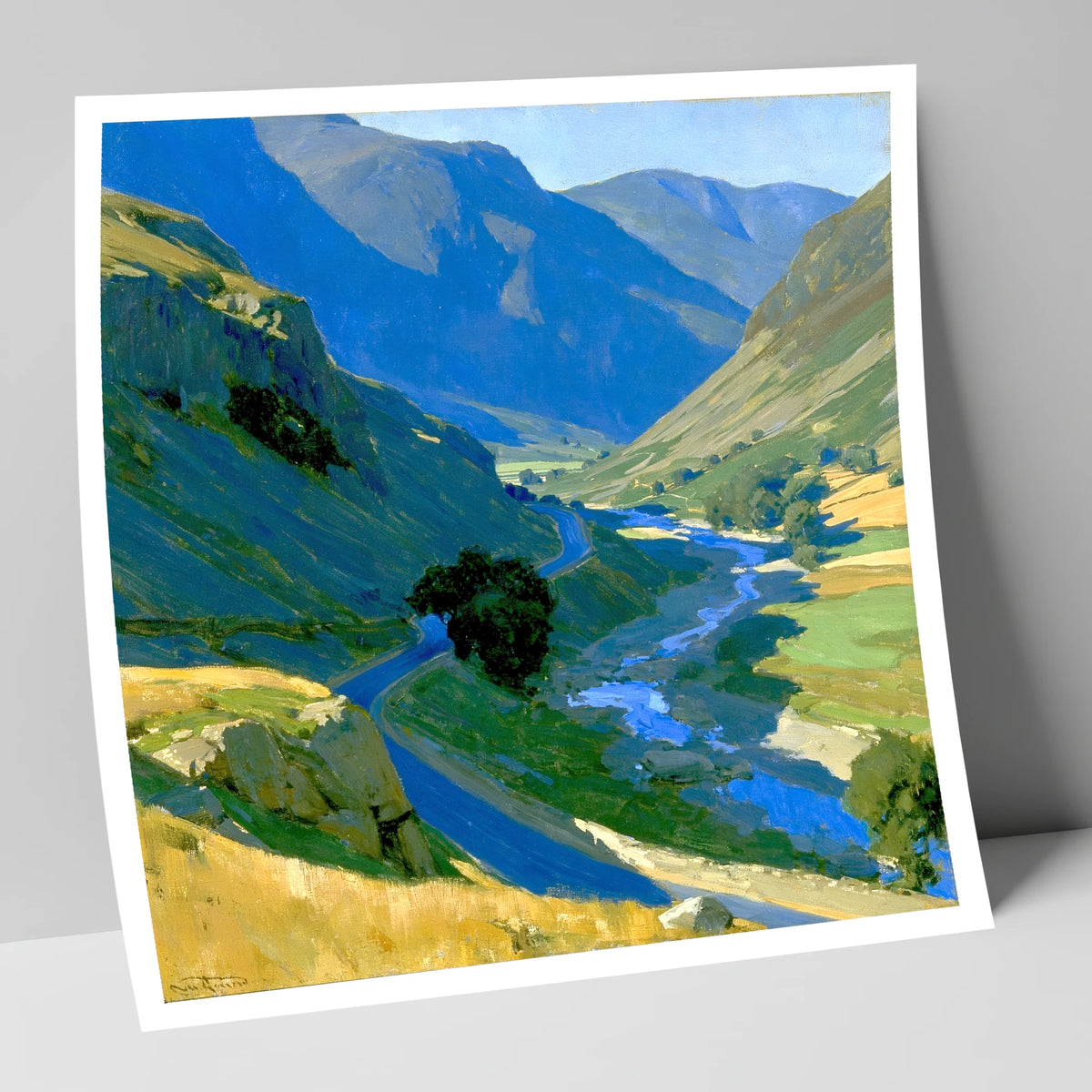 Cobalt Shadows on the Mountain Pass lake district valley art print