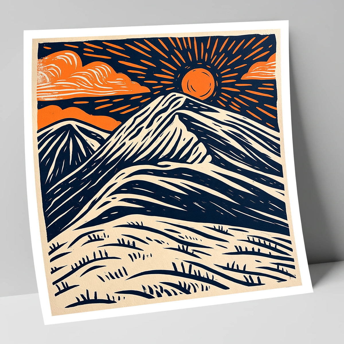 Blencathra With Terracotta Sunburst lake district fell art print