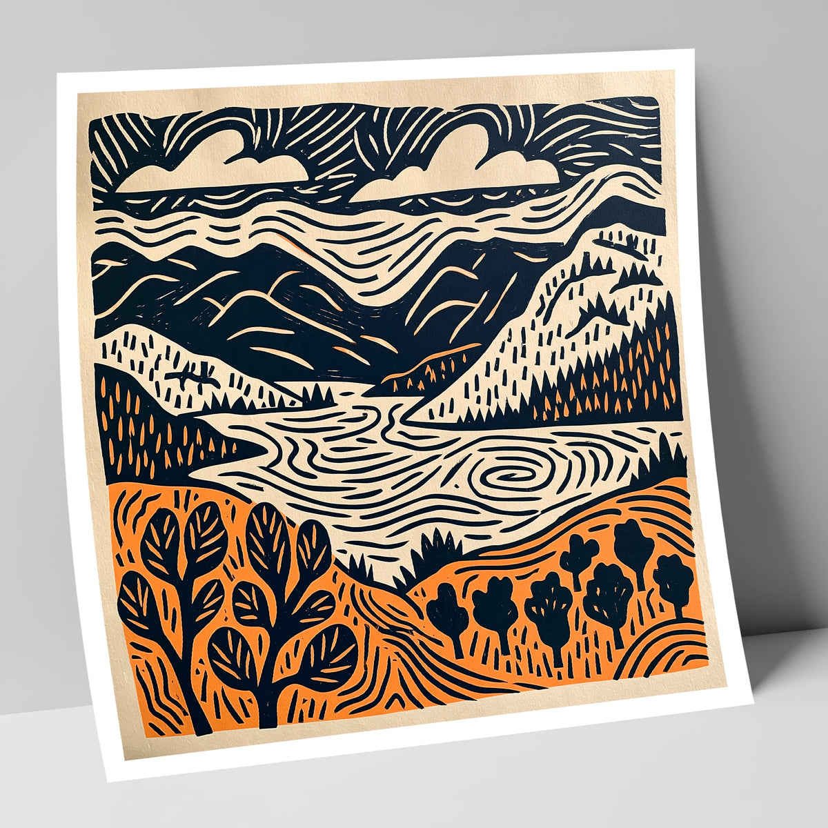 Winding Lake and Terracotta Fells lake district lake art print