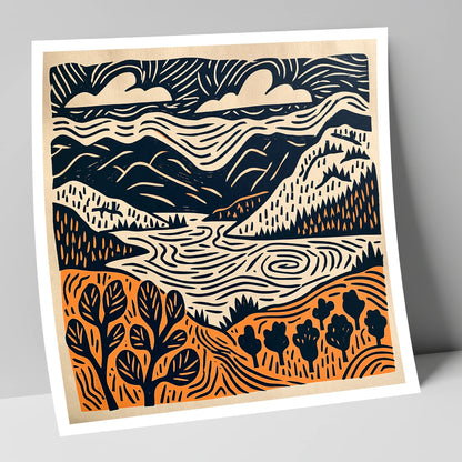 Winding Lake and Terracotta Fells lake district lake art print
