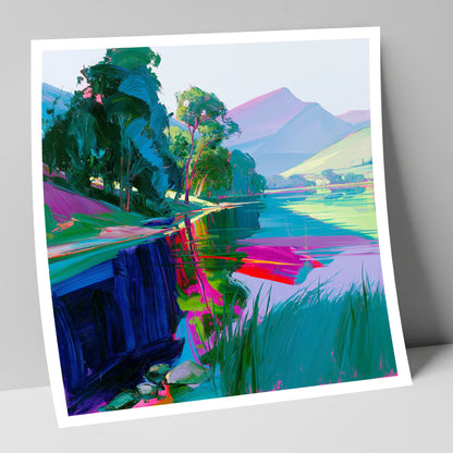 Still Lake at Vibrant Dawn lake district lake art print