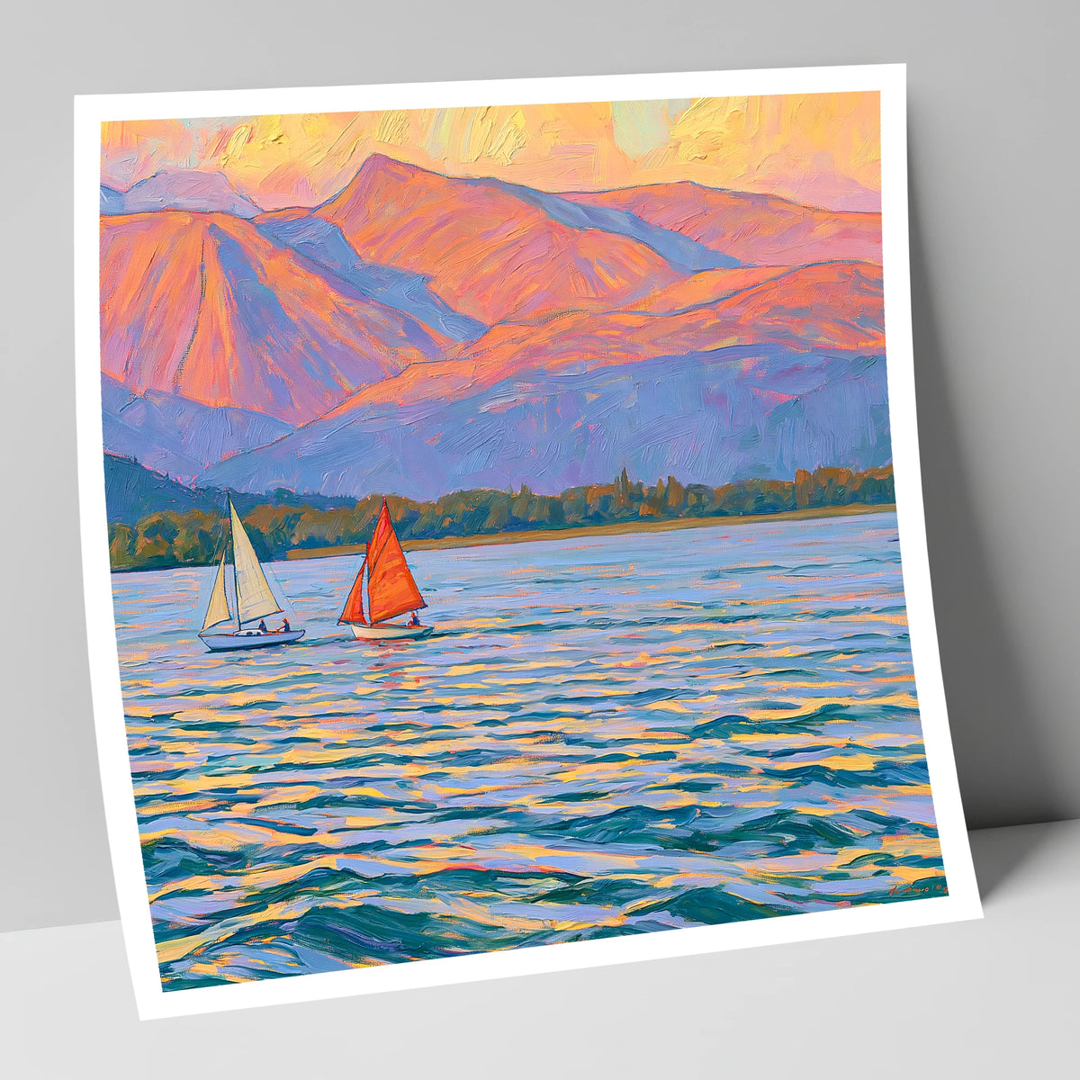 Sailing Windermere Under Purple Fells lake district lake art print