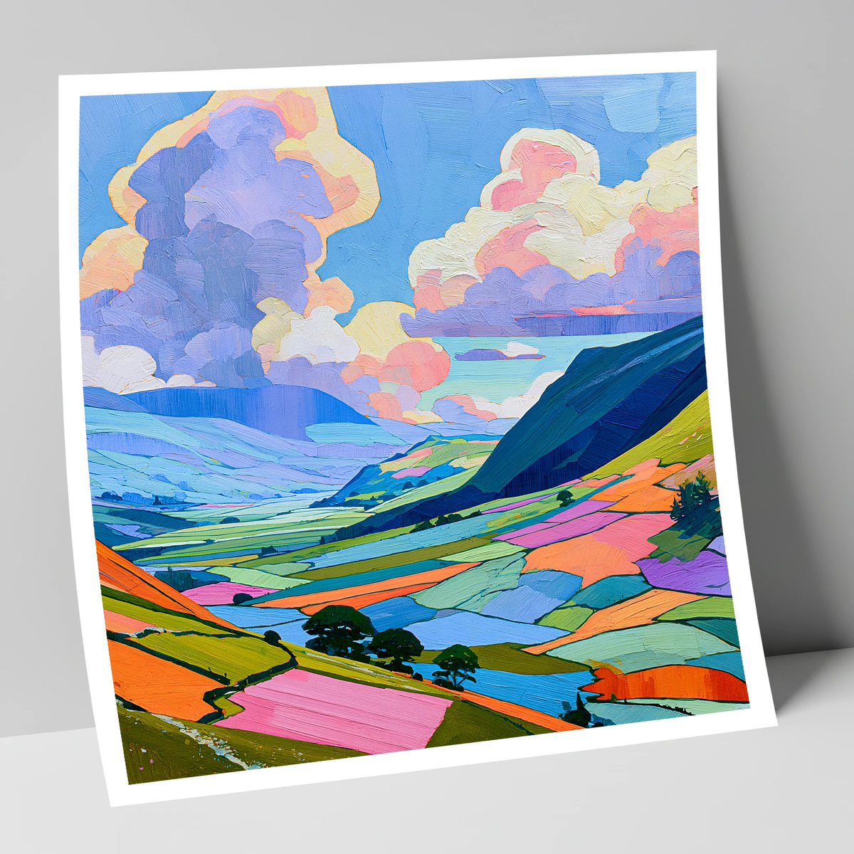 Lavender Clouds Over Rolling Fells lake district fell art print