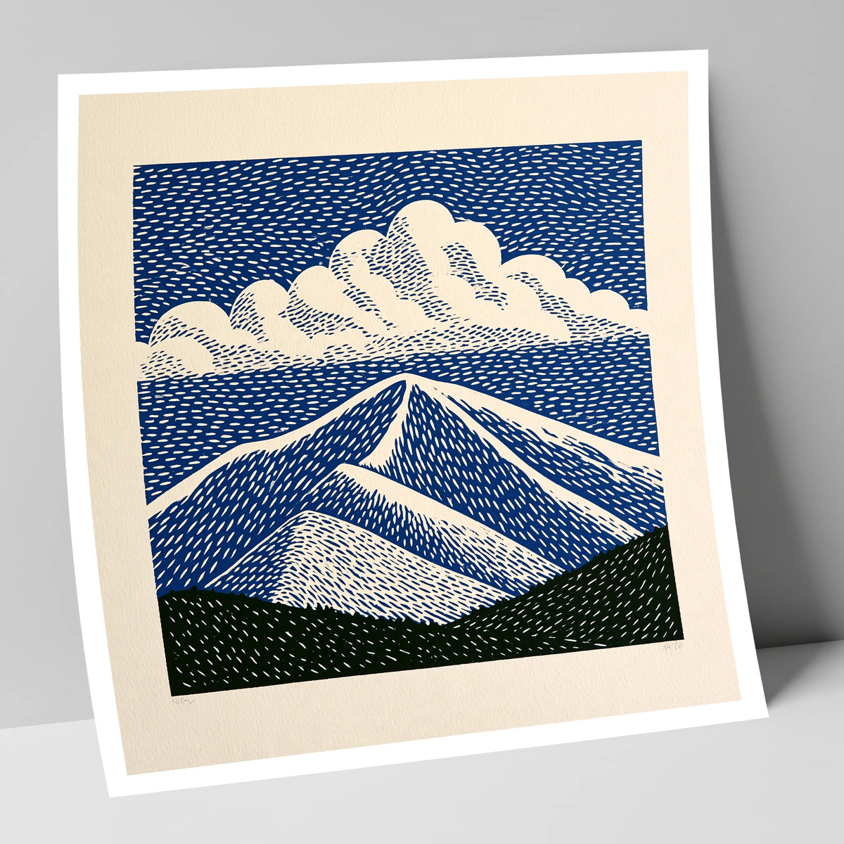 Bold Navy Blue Skiddaw Peak lake district fell art print