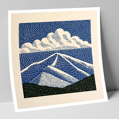 Bold Navy Blue Skiddaw Peak lake district fell art print
