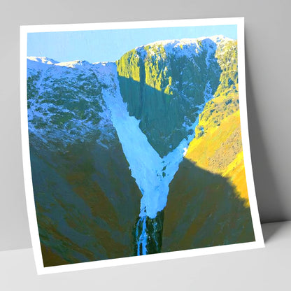 Snowy Crags of Nethermost Pike lake district fell art print