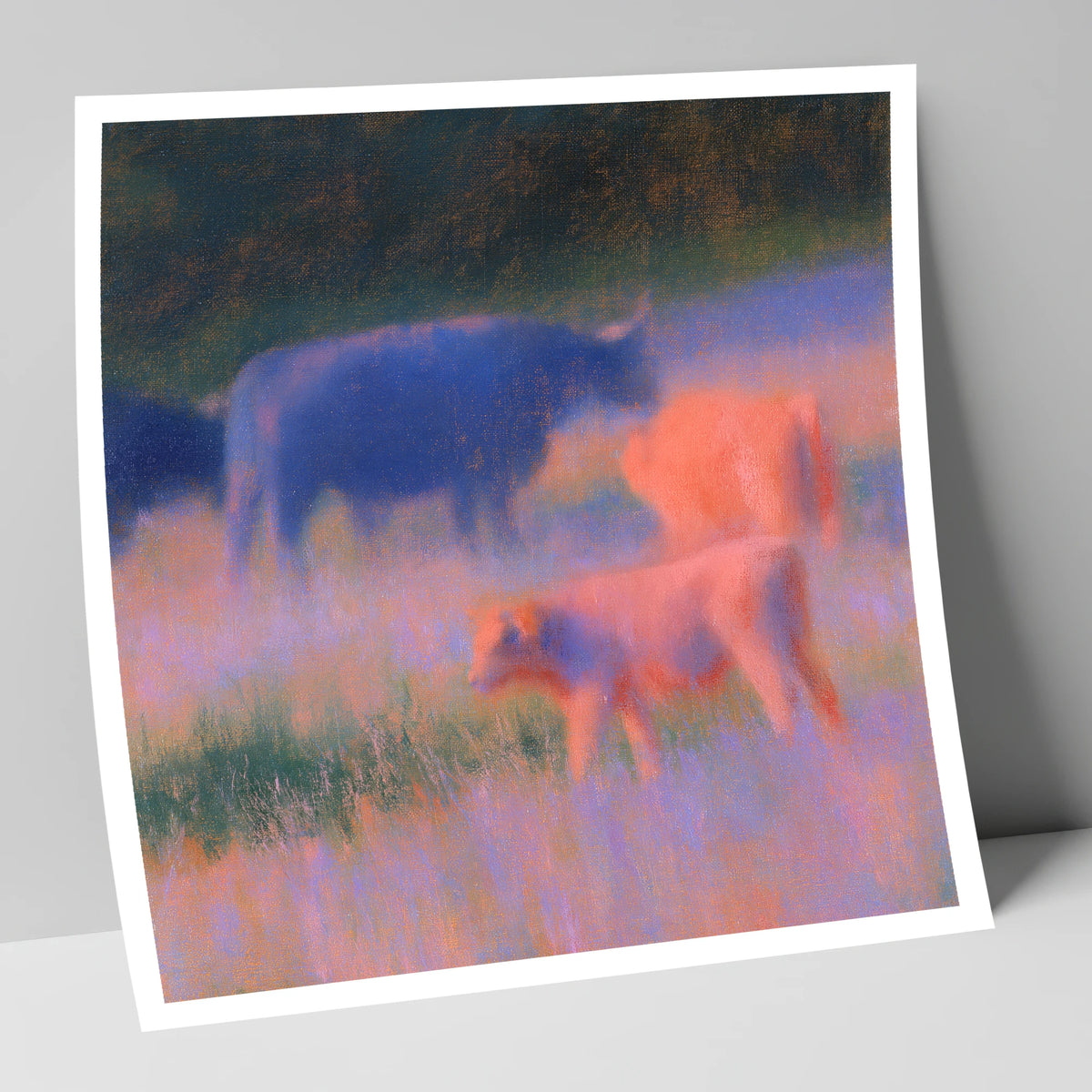 Highland Cattle in Twilight Haze lake district wildlife art print