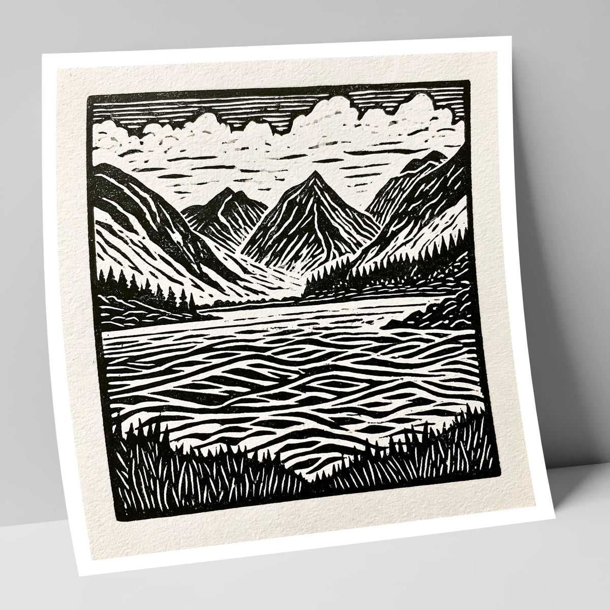 Bold Monochrome Ennerdale Landscape lake district valley art print