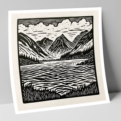 Bold Monochrome Ennerdale Landscape lake district valley art print
