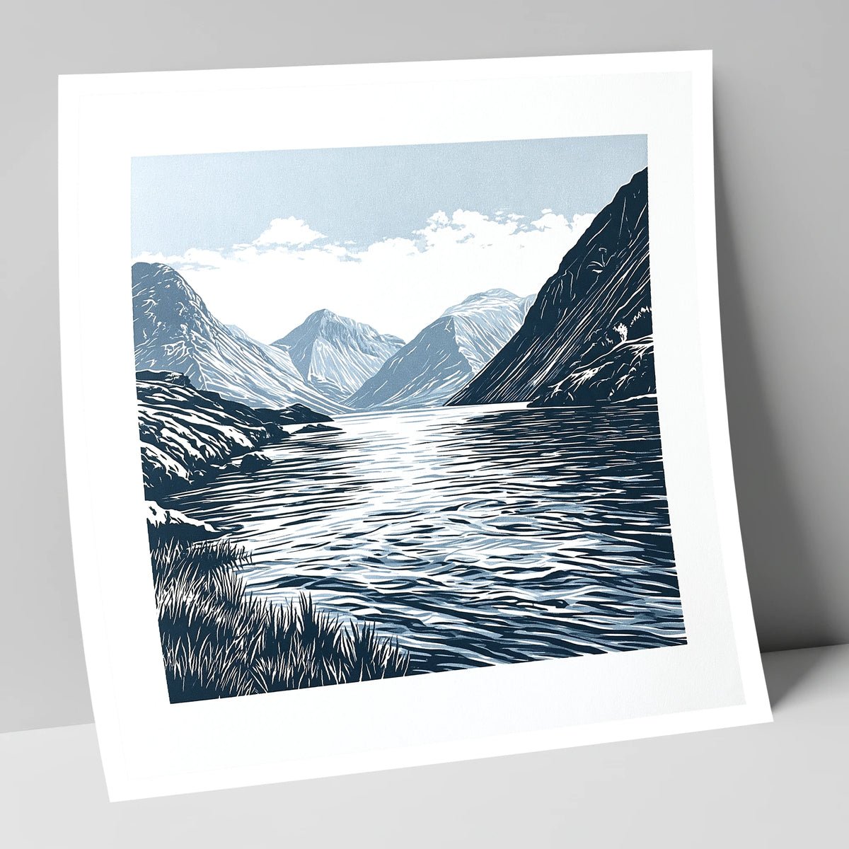 Wasdale Fells In Deep Navy lake district valley art print