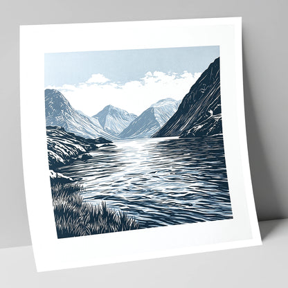 Wasdale Fells In Deep Navy lake district valley art print