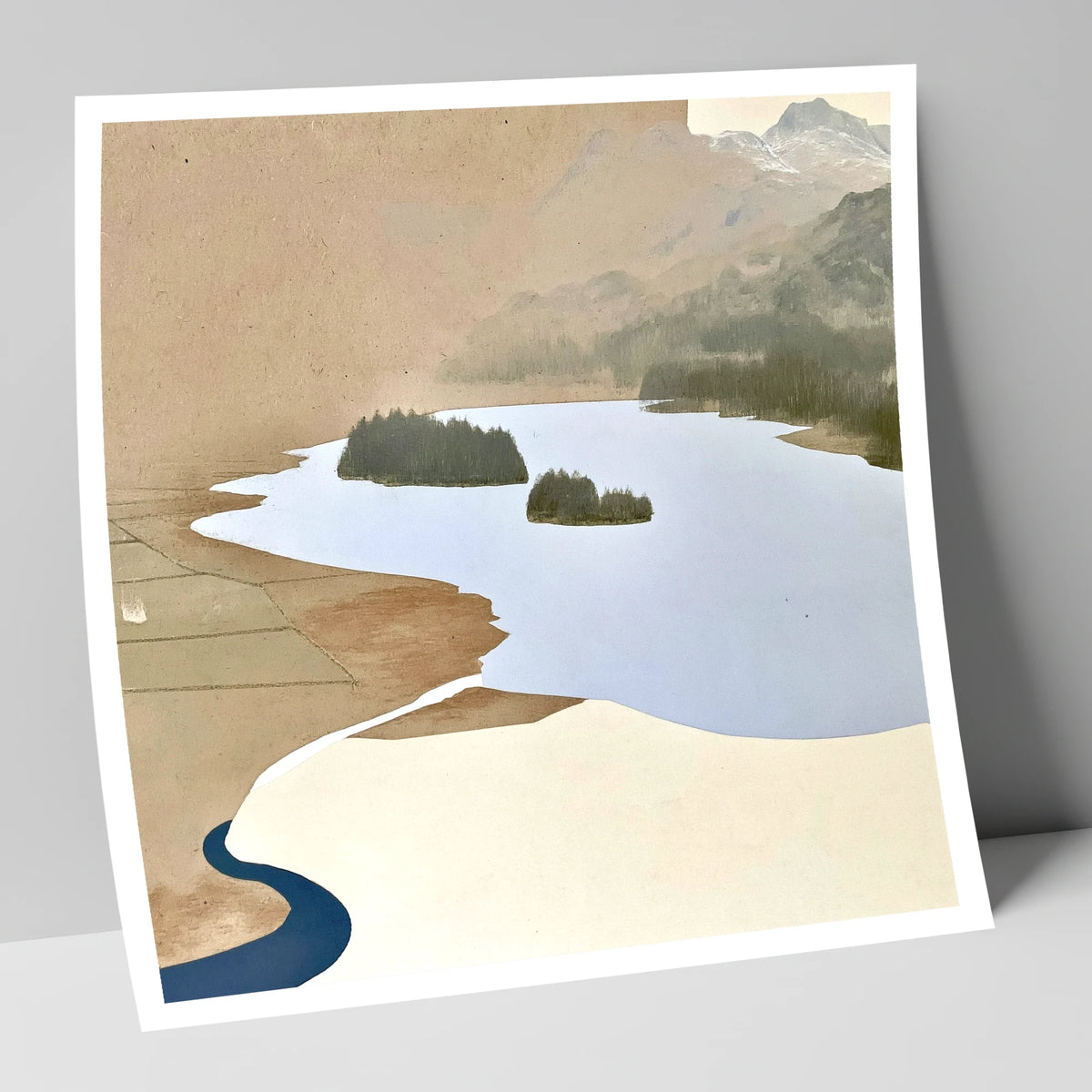 Aerial View over Elterwater lake district lake art print