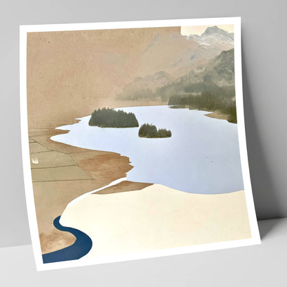 Aerial View over Elterwater lake district lake art print