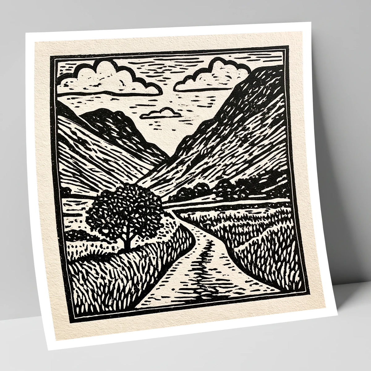 Monochrome Hardknott Pass Landscape lake district valley art print