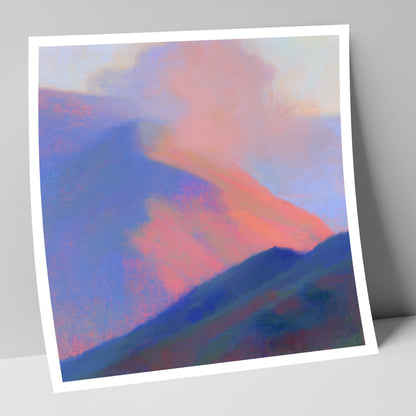 Pink Light on Rolling Fells lake district fell art print