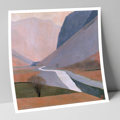 Winding River Beneath Slate Fells lake district waterfall art print