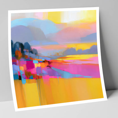 Magenta and Gold Valley Mist lake district sky art print
