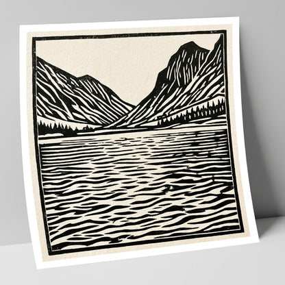 Ennerdale Water in Monochrome lake district valley art print