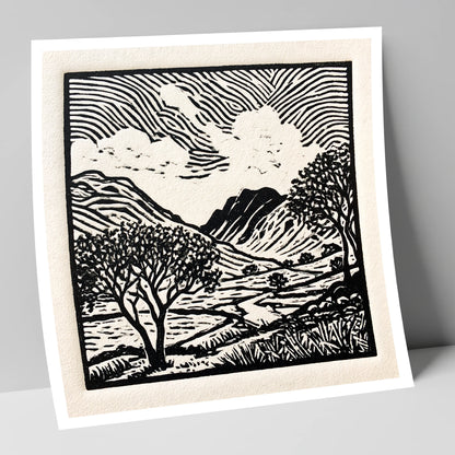 Black and White Eskdale Valley lake district valley art print