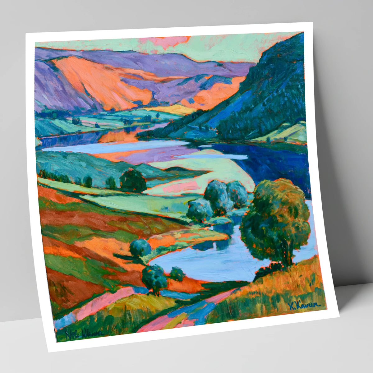 Vibrant Fells and Winding Lake lake district lake art print
