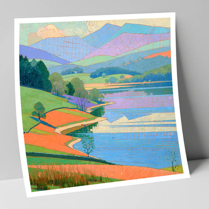 Turquoise Lake And Orange Shores lake district lake art print