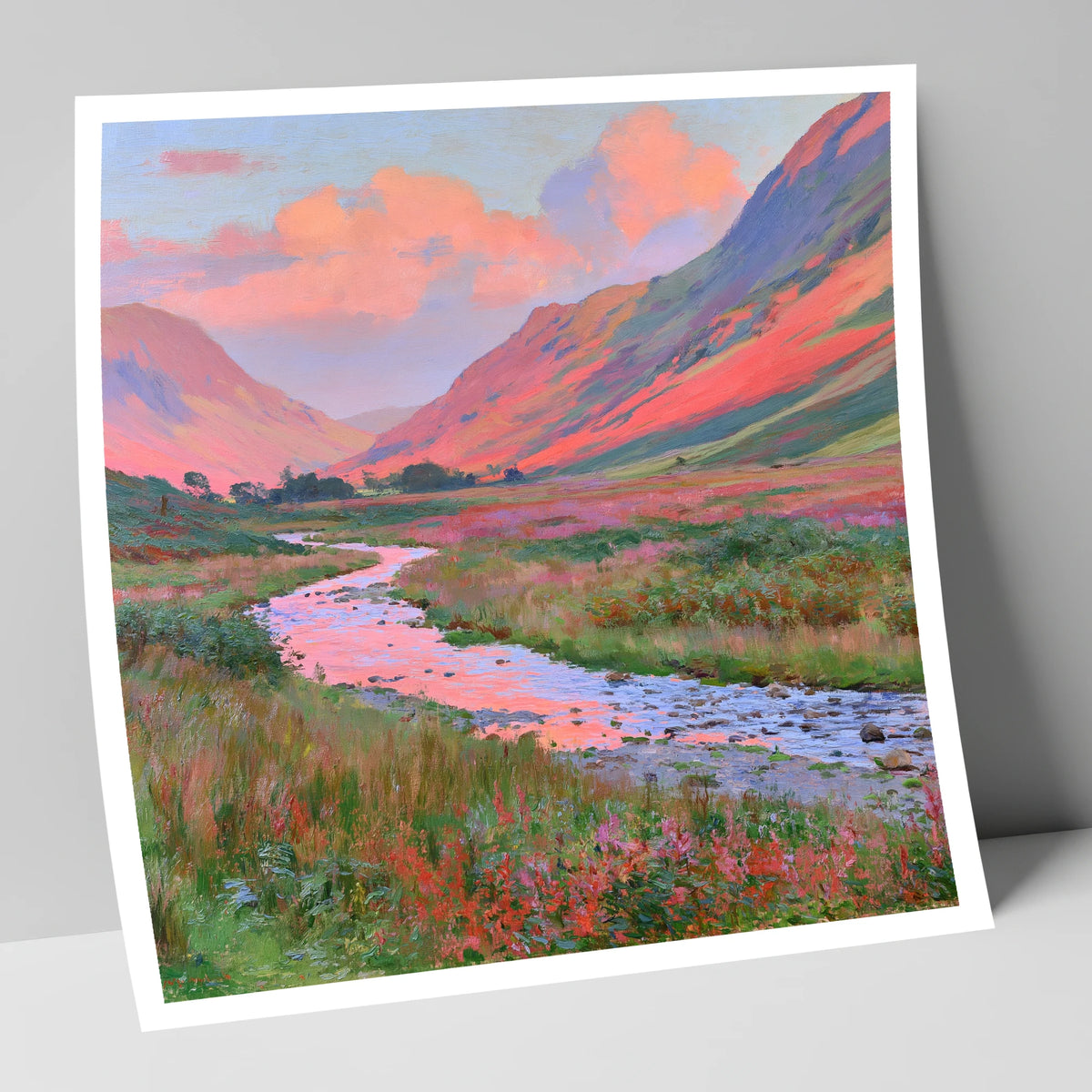 Winding Valley River at Sunset lake district waterfall art print