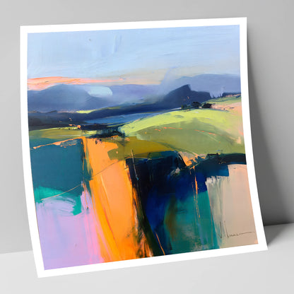 Vibrant Golden Evening Fells lake district sky art print
