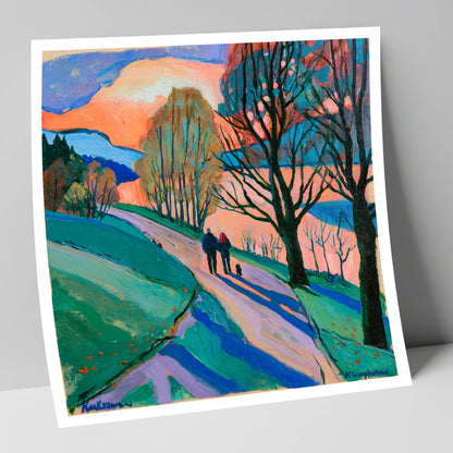 Keswick Sunset Dog Walk gifts for dog walkers art print