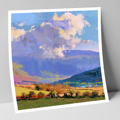 Vibrant Fells Under Dramatic Cloud lake district fell art print