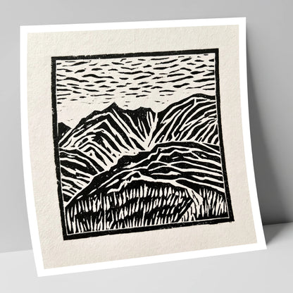 Graphic Mountain Summit View lake district fell art print