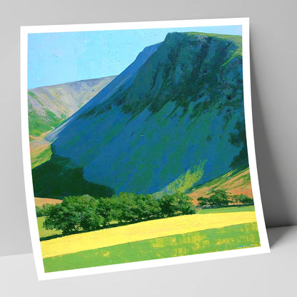 Vibrant Fields Below Great Borne lake district fell art print