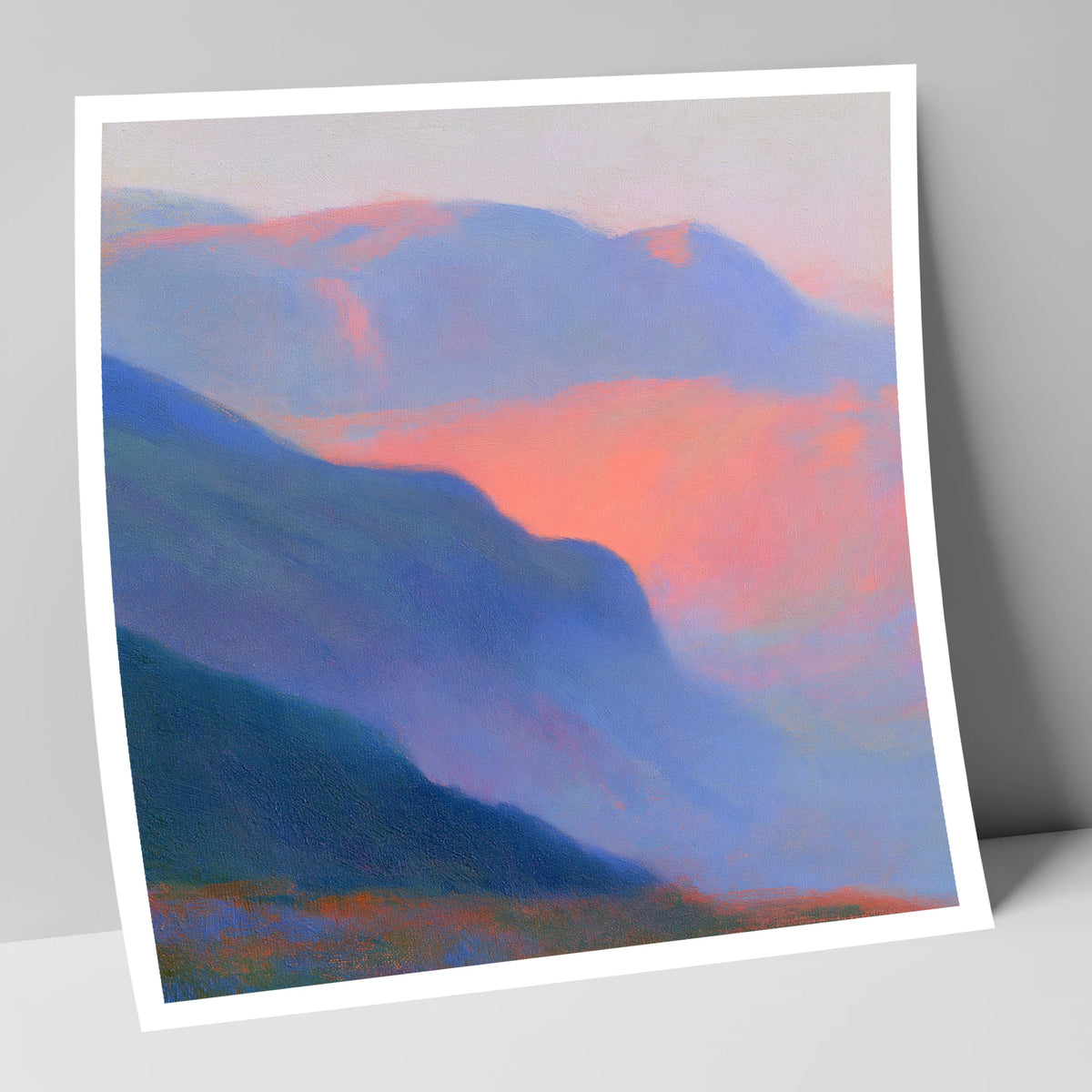 Fell Summit in Pink Twilight lake district fell art print